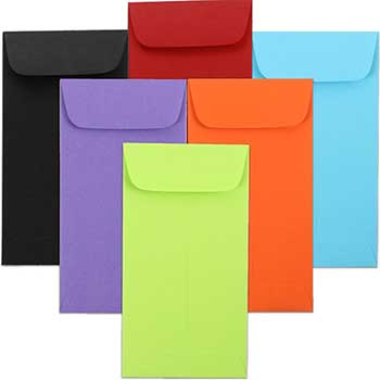 JAM Paper Business Colored Envelopes, #7, 3 1/2&quot; x 6 1/2&quot;, Assorted Colors, 150/PK