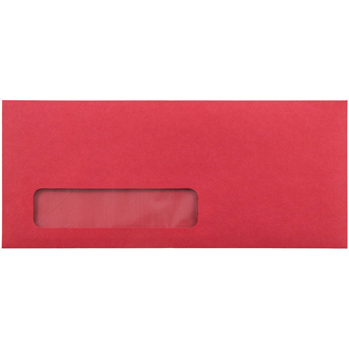 JAM Paper #10 Business Colored Recycled Window Envelopes, 4 1/8&quot; x 9 1/2&quot;, Red Recycled, 250/PK
