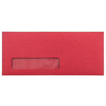 JAM Paper #10 Business Recycled Window Envelopes, 4 1/8&quot; x 9 1/2&quot;, Red Recycled, 50/BX