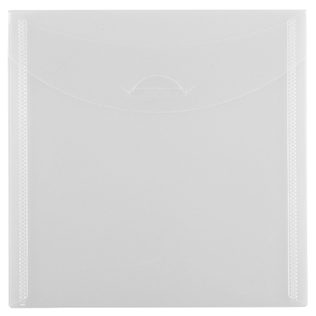 JAM Paper Plastic Envelopes with Tuck Flap Closure, Square, 6 1/8&quot; x 6 1/8&quot;, Clear, 12/PK