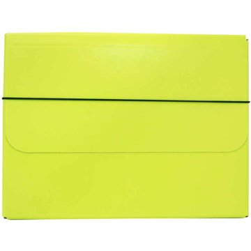 JAM Paper Strong Thick Portfolio Carrying Case with Elastic Band Closure, 10&quot; x 1 1/4&quot; x 13 1/4&quot;, Lime Green