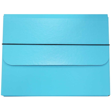 JAM Paper Strong Thick Portfolio Carrying Case with Elastic Band Closure, 10&quot; x 1 1/4&quot; x 13 1/4&quot;, Sky Blue