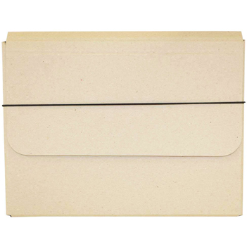 JAM Paper Strong Thick Portfolio Carrying Case with Elastic Band Closure, 10&quot; x 1 1/4&quot; x 13 1/4&quot;, Natural Brown Kraft