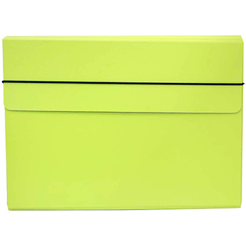 JAM Paper Portfolio Carrying Case with Elastic Band Closure, 9 1/4&quot; x 1/2&quot; x 12 1/2&quot;, Lime Green
