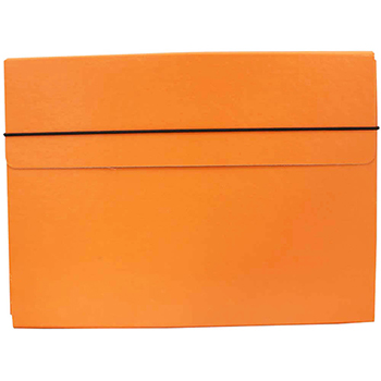 JAM Paper Portfolio Carrying Case with Elastic Band Closure, 9 1/4&quot; x 1/2&quot; x 12 1/2&quot;, Orange