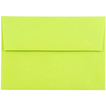 JAM Paper 4bar A1 Invitation Envelopes, 3 5/8&quot; x 5 1/8&quot;, Brite Hue Ultra Lime, 25/PK