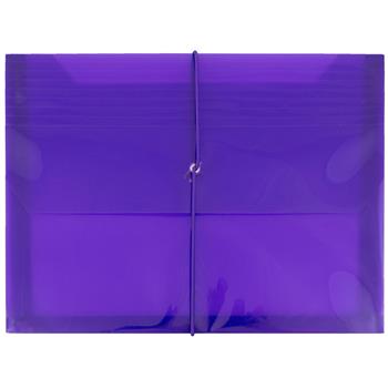 JAM Paper Plastic Envelopes with Button &amp; String Tie Closure, Square, 13&quot; x 13&quot;, Metallic Purple, 12/PK
