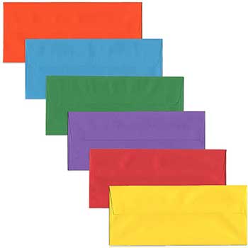 JAM Paper Business Colored Envelopes, #10, 4 1/8&quot; x 9 1/2&quot;, Assorted Colors, 150/PK