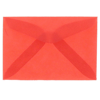 JAM Paper Translucent Vellum Mini Envelopes, 2 5/16&quot; x 3 5/8&quot;, Primary Red, 100/BX
