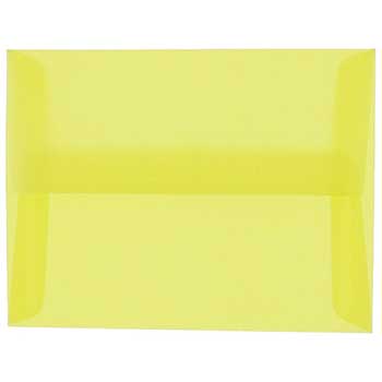 JAM Paper 4Bar A1 Translucent Vellum Invitation Envelopes, 3 5/8&quot; x 5 1/8&quot;, Primary Yellow, 50/BX