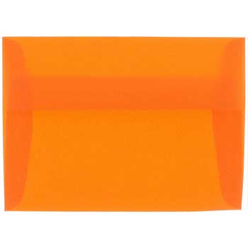 JAM Paper 4Bar A1 Translucent Vellum Invitation Envelopes, 3 5/8&quot; x 5 1/8&quot;, Orange, 250/BX