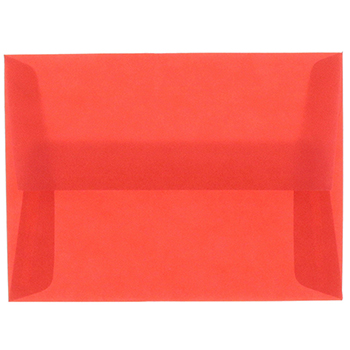 JAM Paper 4Bar A1 Translucent Vellum Invitation Envelopes, 3 5/8&quot; x 5 1/8&quot;, Primary Red, 50/PK