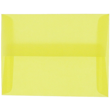 JAM Paper A6 Translucent Vellum Envelopes, 4 3/4&quot; x 6 1/2&quot;, Primary Yellow, 250/BX