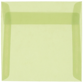 JAM Paper Square Translucent Vellum Invitation Envelopes, 5 1/2&quot; x 5 1/2&quot;, Leaf Green, 250/BX