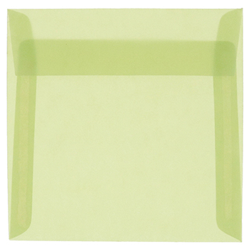 JAM Paper Square Translucent Vellum Invitation Envelopes, 5 1/2&quot; x 5 1/2&quot;, Leaf Green, 25/PK