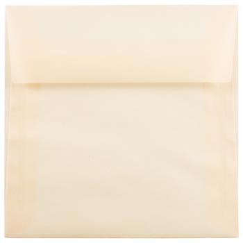JAM Paper Square Translucent Vellum Invitation Envelopes, 5 1/2&quot; x 5 1/2&quot;, Spring Ochre, 50/PK