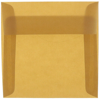 JAM Paper Square Translucent Vellum Invitation Envelopes, 6&quot; x 6&quot;,  Earth Brown, 25/PK