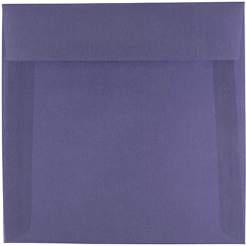 JAM Paper Translucent Vellum Envelopes, 6 1/2&quot; x 6 1/2&quot;, Wisteria Purple, 250/BX