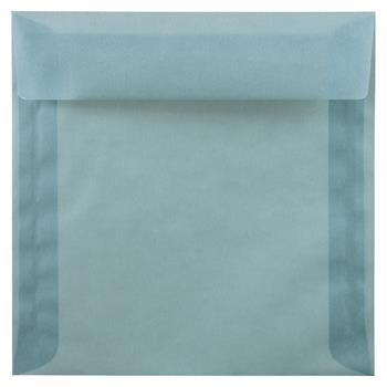 JAM Paper Square Translucent Vellum Envelopes, 8&quot; x 8&quot;, Ocean Blue, 25/PK