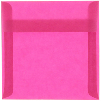 JAM Paper Square Translucent Vellum Invitation Envelopes, 8 1/2&quot; x 8 1/2&quot;,  Magenta Pink, 250/BX