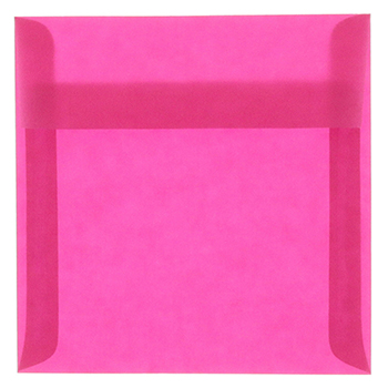 JAM Paper Square Translucent Vellum Invitation Envelopes, 8 1/2&quot; x 8 1/2&quot;,  Magenta Pink, 50/PK