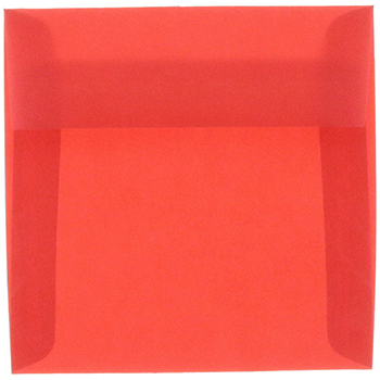 JAM Paper Square Translucent Vellum Invitation Envelopes, 8 1/2&quot; x 8 1/2&quot;,  Primary Red, 250/BX