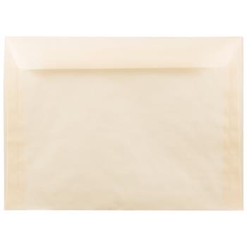 JAM Paper Booklet Translucent Vellum Envelopes, 9&quot; x 12&quot;, Spring Ochre, 25 Envelopes