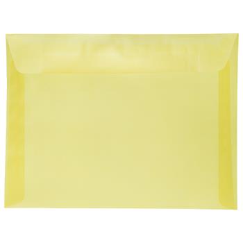 JAM Paper Booklet Translucent Vellum Envelopes, 9&quot; x 12&quot;, Primary Yellow, 25/PK