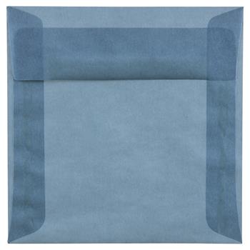 JAM Paper Translucent Vellum Envelopes, 6 1/2&quot; x 6 1/2&quot;, Surf Blue, 25/PK