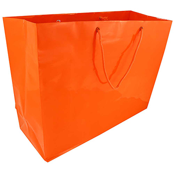 JAM Paper Glossy Gift Bag, 16&quot; x 6&quot; x 12&quot;, Orange