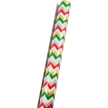 JAM Paper Christmas Design Wrapping Paper, Christmas Chevron Stripe, 25 sq. ft. Roll