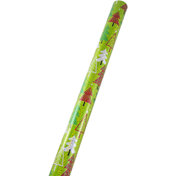JAM Paper Christmas Design Wrapping Paper, Holographic Green with Tree, 25 sq. ft. Roll