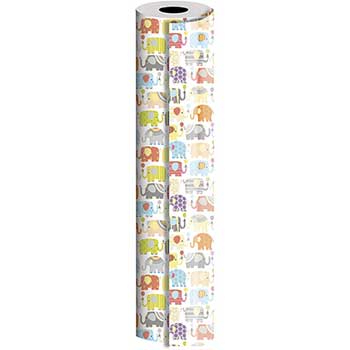 JAM Paper Wrapping Paper, Everyday, 1042 1/2 sq. ft., Elephant Parade