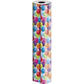JAM Paper Wrapping Paper, Everyday, 1042 1/2 sq. ft., Colorful Balloons White