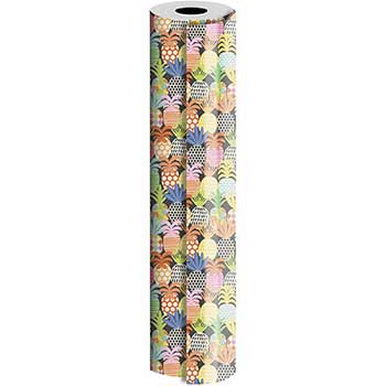 JAM Paper Wrapping Paper, Everyday, 1666 sq. ft., Pineapple Pop