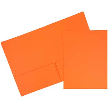 JAM Paper Premium Matte Cardstock Twin Pocket Folders, Orange, 6/PK