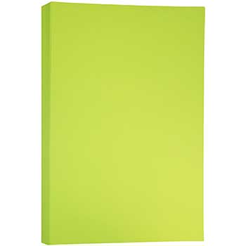 JAM Paper Colored Matte Paper, 24 lb, 11&quot; x 17&quot;, Ultra Lime Green, 100 Sheets/Pack