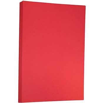 JAM Paper Ledger Cardstock, 65 lb, 11&quot; x 17&quot;, Red, 50 Sheets/Pack