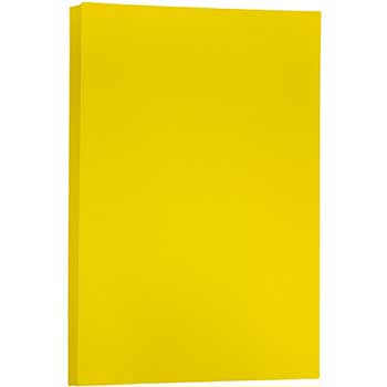 JAM Paper Ledger Cardstock, 65 lb, 11&quot; x 17&quot;, Yellow, 50 Sheets/Pack