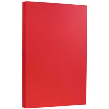 JAM Paper Cardstock, 65 lb, 8.5&quot; x 14&quot;, Brite Hue Red, 250 Sheet/Ream