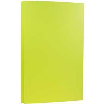 JAM Paper Cardstock, 65 lb, 8.5&quot; x 14&quot;, Brite Hue Ultra Lime Green, 250 Sheets/Ream