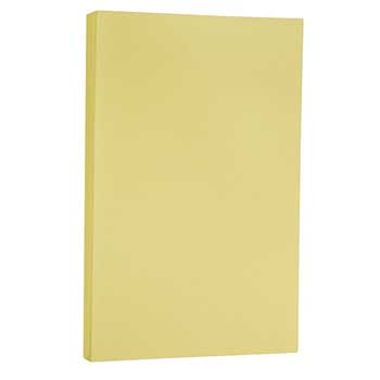 JAM Paper Vellum Bristol Cardstock, 67 lb, 8.5&quot; x 14&quot;, Yellow, 150 Sheets/Ream