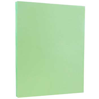 JAM Paper Vellum Bristol Cardstock, 67 lb, 8.5&quot; x 11&quot;, Green, 250 Sheets/Ream
