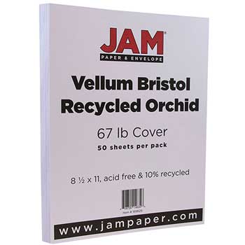 JAM Paper Vellum Bristol Cardstock, 8 1/2 x 11, 67lb Orchid, 50/PK