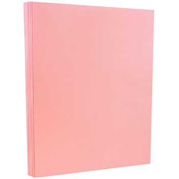 JAM Paper Vellum Bristol Cardstock, 67 lb, 8.5&quot; x 11&quot;, Pink, 250 Sheets/Ream