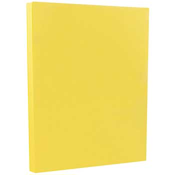 JAM Paper Vellum Bristol Cardstock, 67 lb, 8.5&quot; x 11&quot;, Yellow, 250 Sheets/Ream