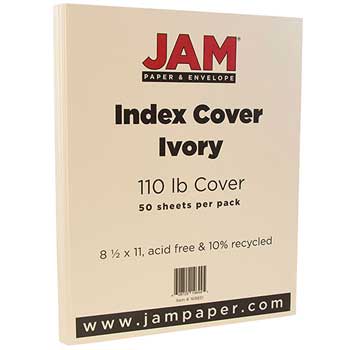 JAM Paper Vellum Bristol Index Cardstock, 110 lb, 8.5&quot; x 11&quot;, Ivory, 50 Sheets/Pack