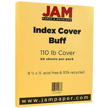 JAM Paper Vellum Bristol Index Cardstock, 110 lb, 8.5&quot; x 11&quot;, Buff, 50 Sheets/Pack