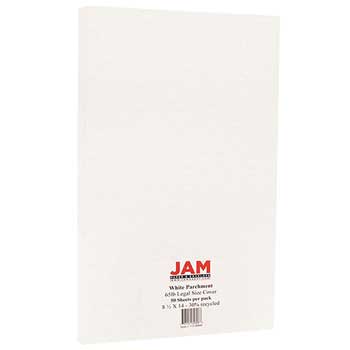 JAM Paper Parchment Cardstock, 65 lb, 8.5&quot; x 14&quot;, White, 50 Sheets/Pack
