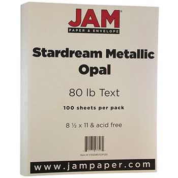 JAM Paper Cardstock, 80 lb, 8.5&quot; x 11&quot;, Metallic Opal, 100 Sheets/Pack